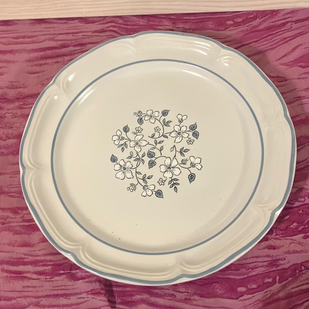 Floral Blue and White Dinner Plate